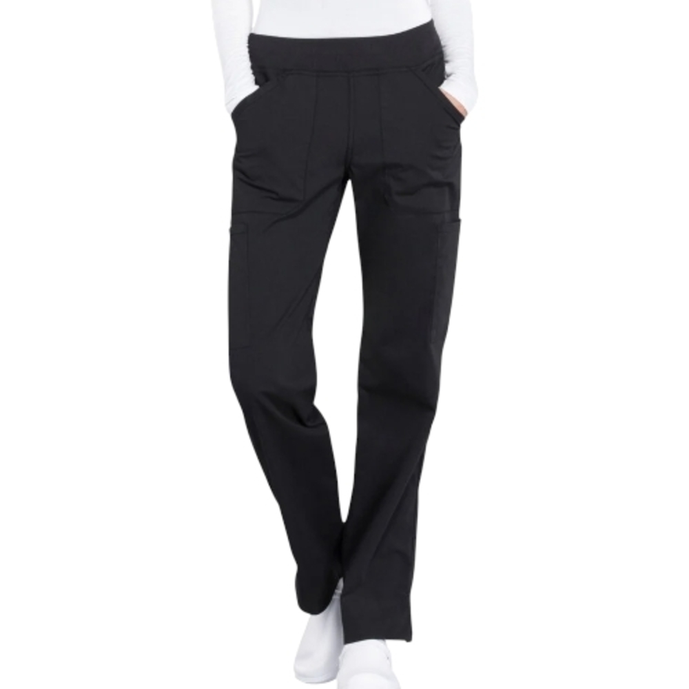 CHEROKEE WORKWEAR WOMEN'S BLACK RIB KNIT WAIST CARGO SCRUB PANT SIZE 3XL